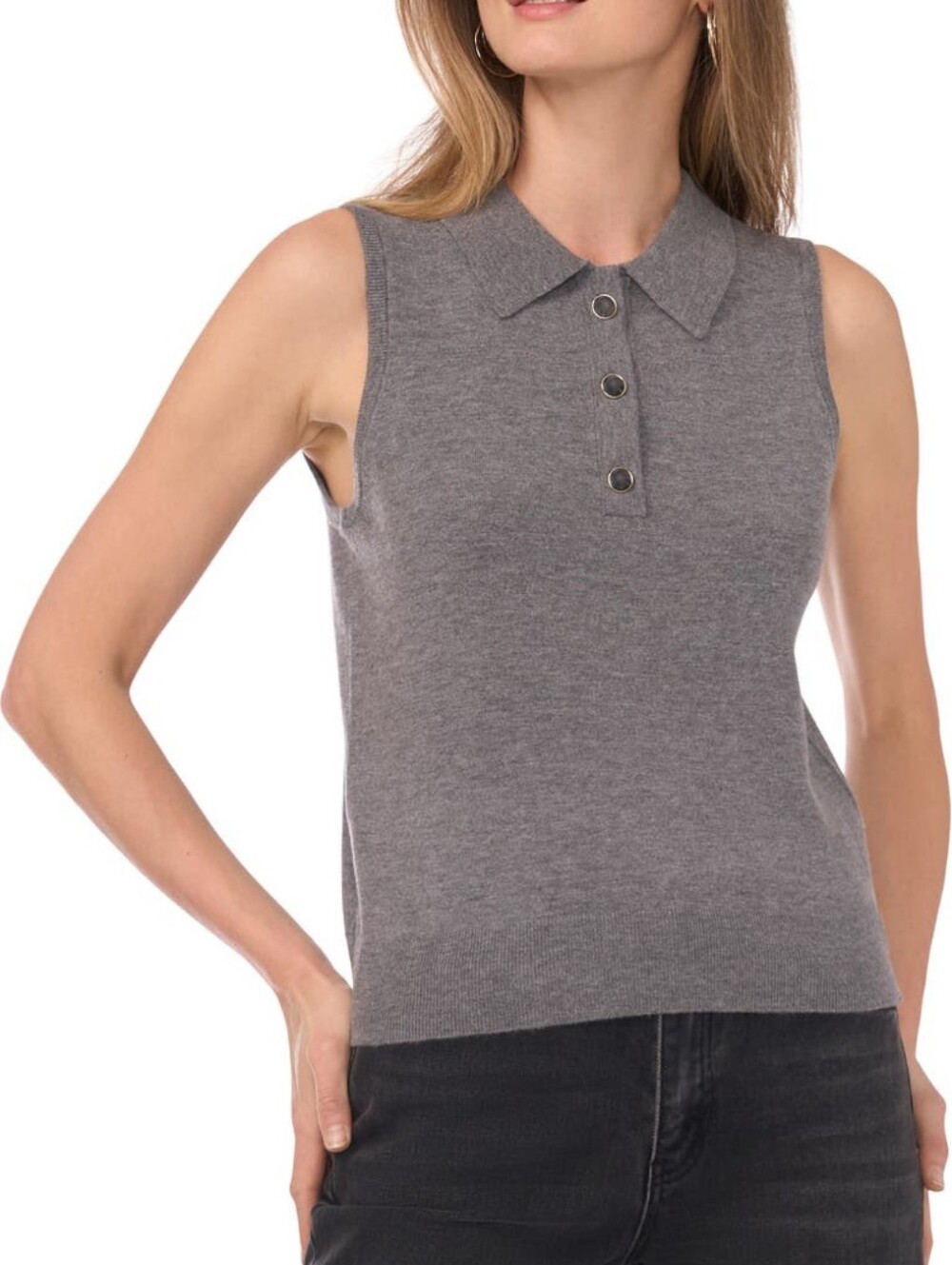 1.STATE Sleeveless 3 Button Polo Sweater Size Medium Nwt❤️